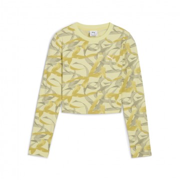 Puma Bowtique AOP Longsleeve Tee Junior Girl Gold Moon