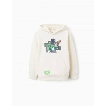 Zippy Φούτερ "Mindcraft" με Κουκούλα Mini Αγόρι Εκρού