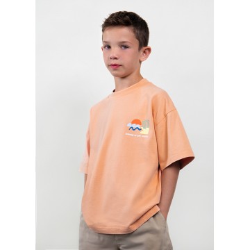 Boston Kids Μπλούζα Κοντομάνικη Junior Αγόρι Κοραλί