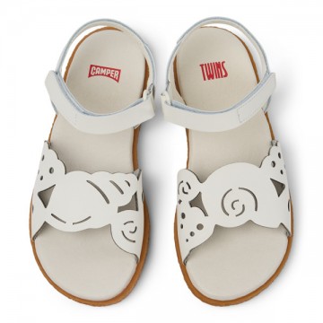 Camper "Twins" Δερμάτινο Πέδιλο Mini Κορίτσι Εκρού